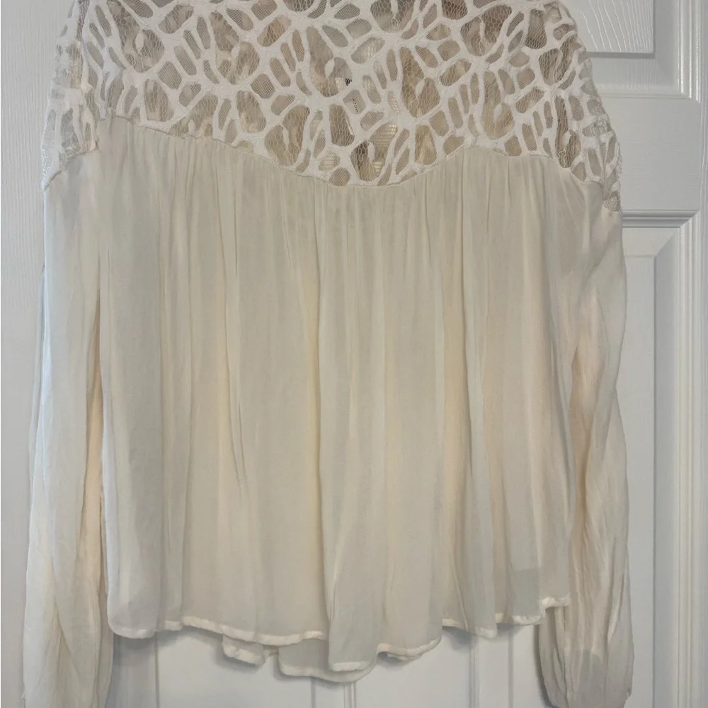 New - LET ME BE LONG-SLEEVE SHEER POPOVER BLOUSE
